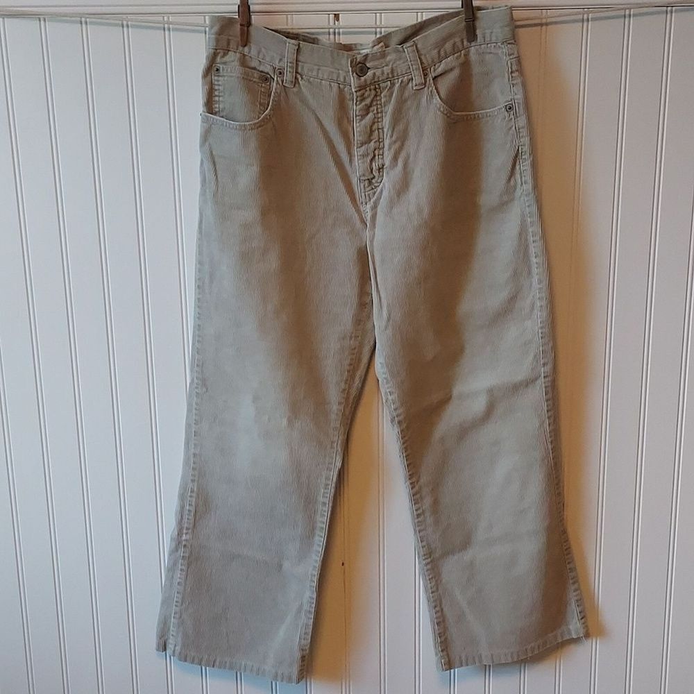 American Eagle Cords Women's Corduroy Pants Straight Leg Button Fly‎ Beige Tan 8